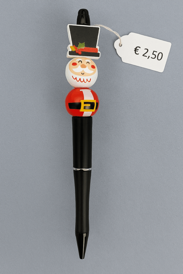 Kerst Kralenpen - Kerstman met hoge hoed (Zwart)