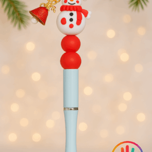 Kerst Kralenpen - Sneeuwman met kerstbel