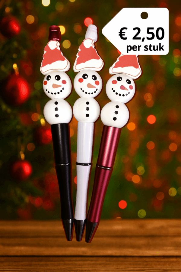 Kerst Kralenpen - Sneeuwpop met kerstmuts (Rood) - Afbeelding 2
