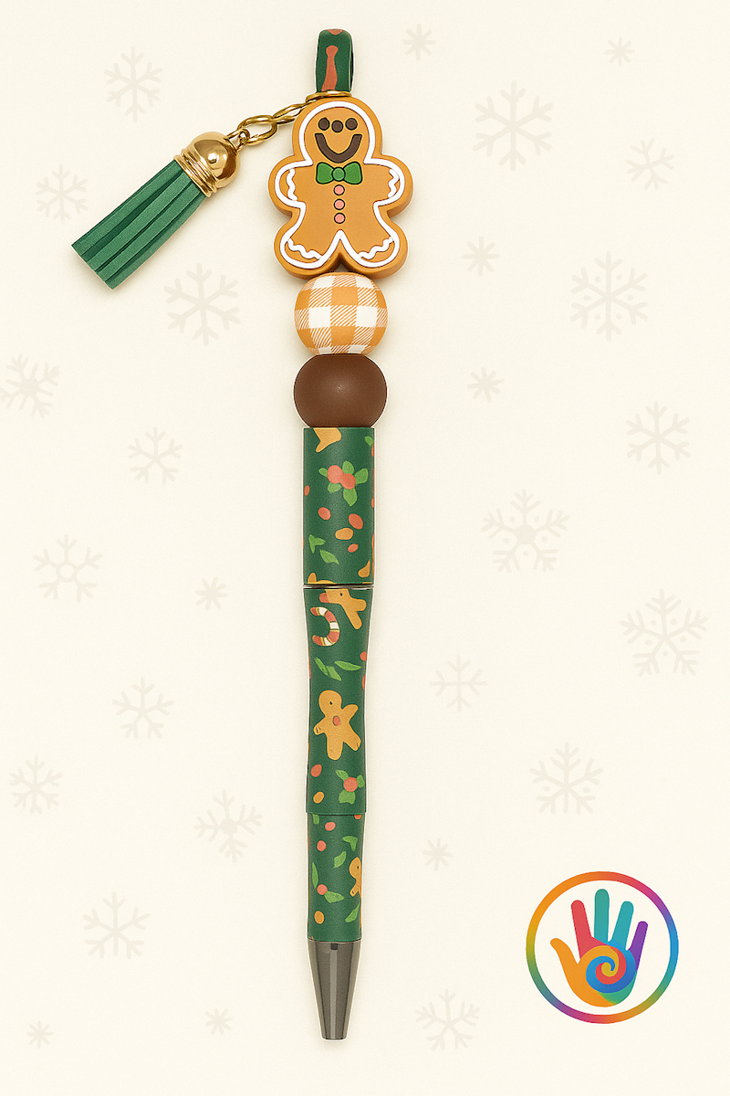 Kerst Kralenpen - Peperkoekmannetje met Kwast (Groen)