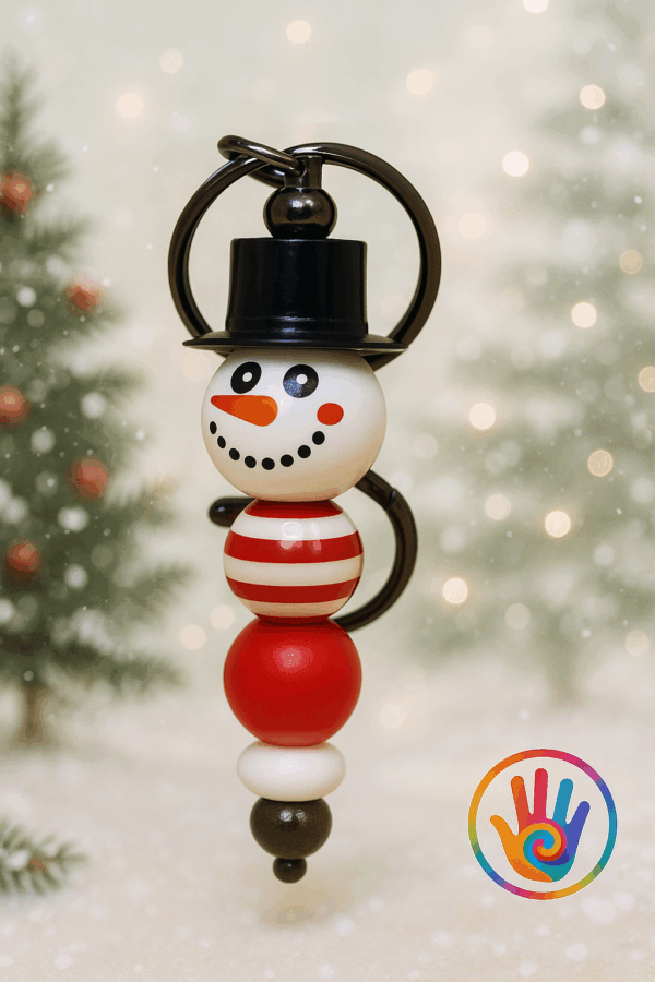 Kerst kralensleutelhanger - Sneeuwman